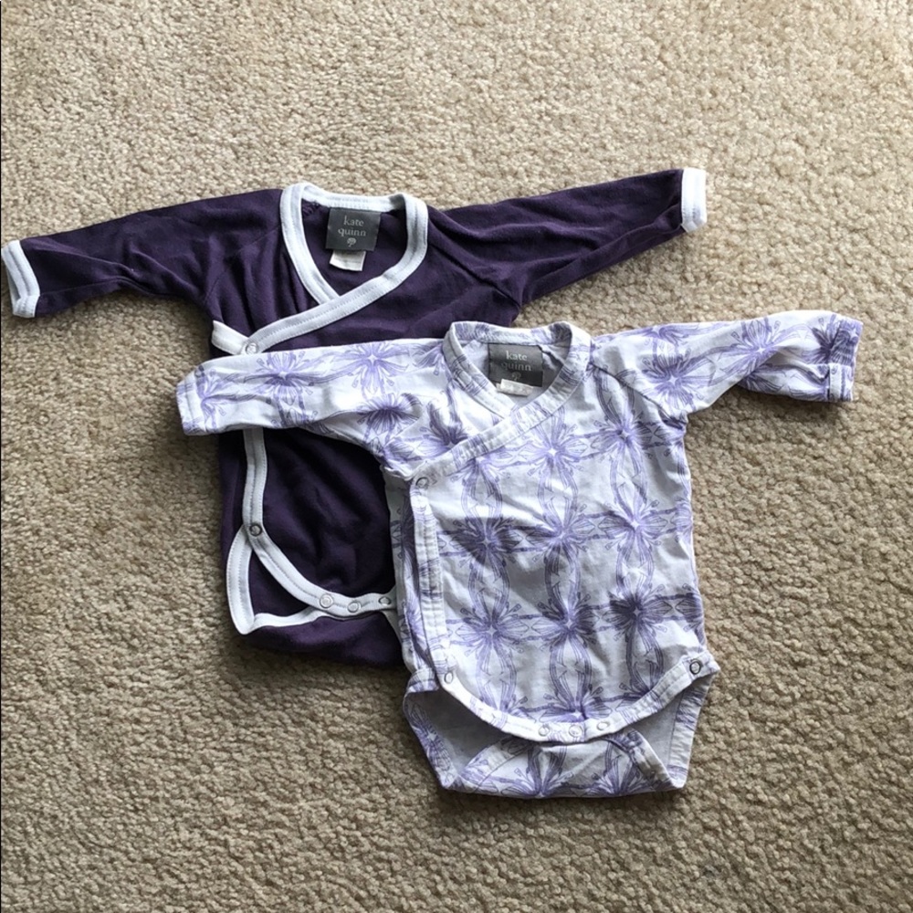 Kate Quinn Set of 2 Organic Wrap Style Bodysuits